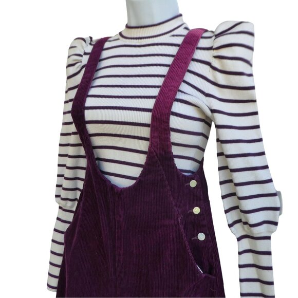 Habitual Girl Purple Corduroy Pinafore Overalls Knit Sweater Top Outfit Set 2pc - Picture 3 of 14